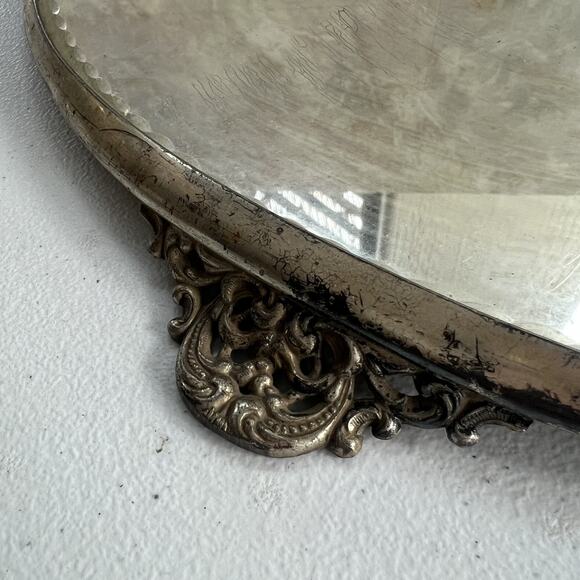 Antique Ornate Table Mirror Plateau Footed 16" Victorian Superior Silver Co. - Picture 12 of 16